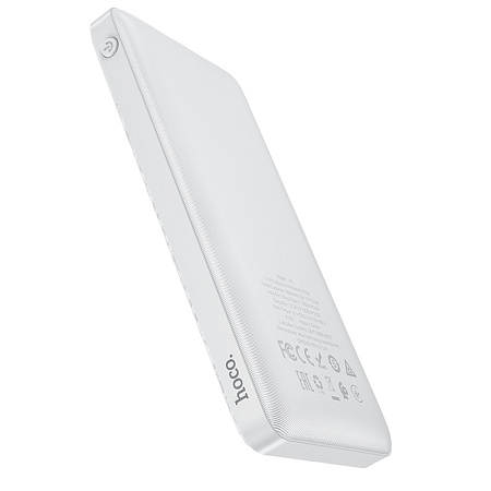 Универсальный Доп. Аккумулятор 10000mAh, J72, HOCO, 2 USB (5V/2.0A), белый