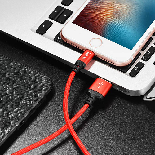 USB дата кабель Lightning, HOCO, X14, красный