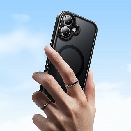 Чехол для iPhone 17, TPU+PC 1.7 мм, Магнитный (MagSafe), с подставкой, AS12, HOCO, прозрачный