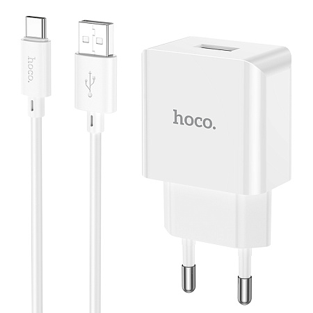 Сетевое зарядное устройство, 1 USB 2.1A (C106A), HOCO, Type-C, белый