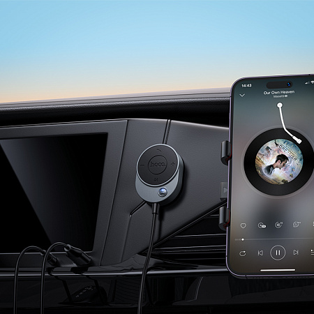 Bluetooth Receiver с AUX, E150, HOCO, вес 37 г, металлический серый