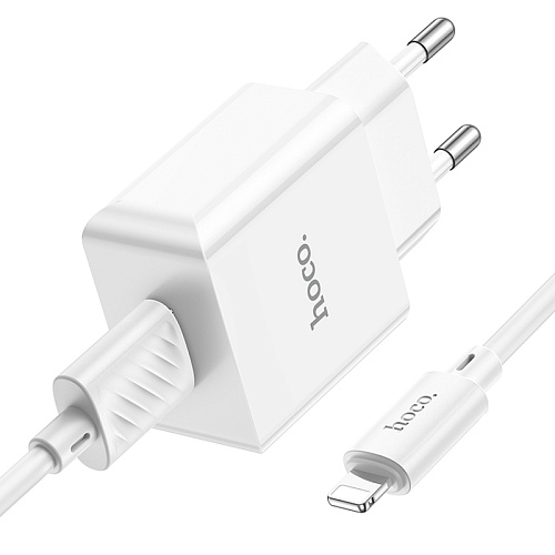 Сетевое зарядное устройство, 1 USB 2.1A (C106A), HOCO, Lightning, белый