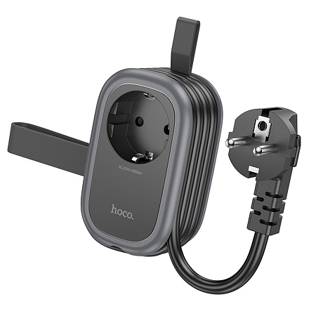 Сетевой фильтр на 1 розетка+2 USB+1 PD, 1.1м, NS7, HOCO, черный