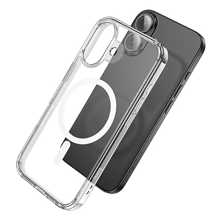 Чехол силиконовый для iPhone 16 Plus, Магнитный (MagSafe), HOCO, прозрачный