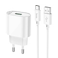 Сетевое зарядное устройство, 1 USB 3.0A 18W (C109A), HOCO, Type-C, белый