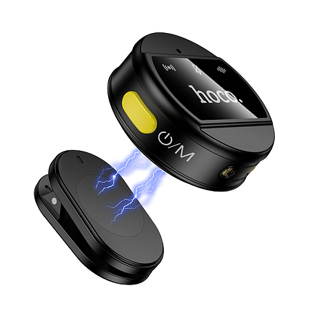 Беспроводной микрофон (2 шт) с приемником для Type-C и Lightning, L22, HOCO, черный