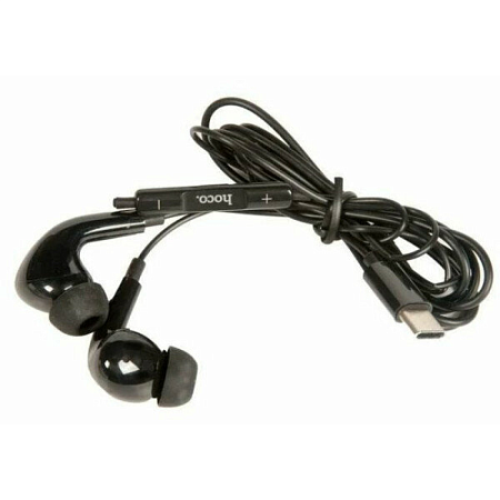 Проводные наушники M1 Pro, Type-C, HOCO, вакуумные с микрофоном, черные
