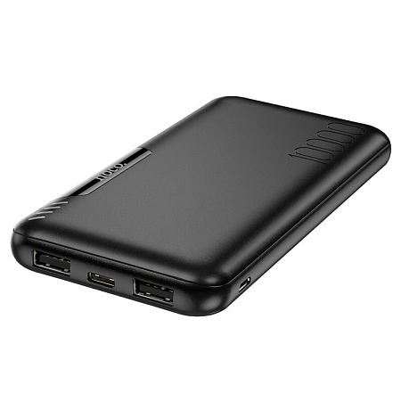 Универсальный Доп. Аккумулятор 10000mAh, J82, HOCO, выход: 2 USB (5V/2A), черный