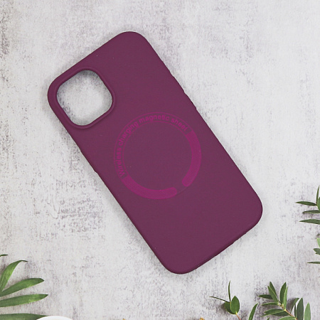 Чехол-накладка для iPhone 15, Silicon Case, магнитный (MagSafe), без лого, X-CASE, винный