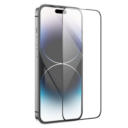 Защитное стекло для iPhone 14 Pro, G12, HOCO, Full screen HD 5D large arc tempered glass, черное