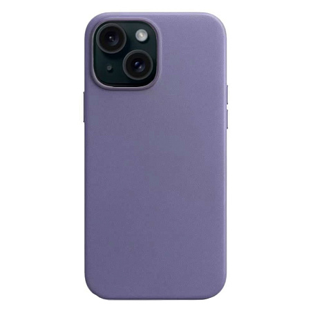 Чехол-накладка для iPhone 15, экокожа, магнитный (MagSafe), без лого, X-CASE, сиреневый