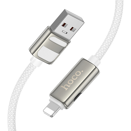 USB дата кабель Lightning, HOCO, U137, 1.2м, с дисплеем, белый