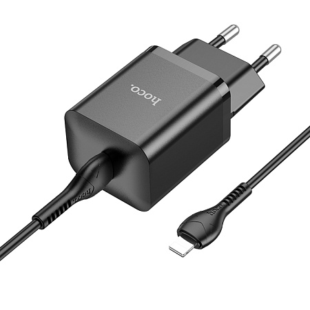 Сетевое зарядное устройство, 1 PD 20W (N27), HOCO, Type-C to Lightning, черный