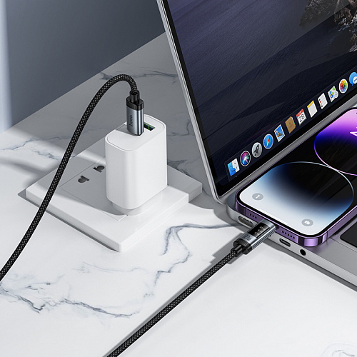 Кабель Lightning to Type-C (PD), HOCO, U148, 1.2 метра, PD 27W, с дисплеем, цвет черный
