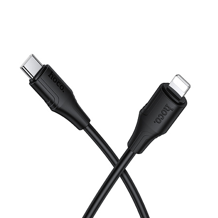 Кабель Lightning to Type-C (PD), HOCO, X124, 1м, силиконовый, 27W, черный