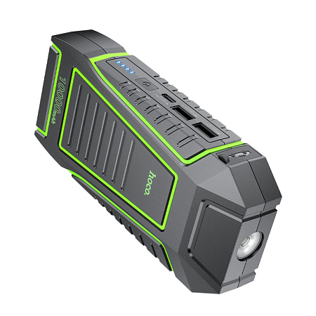 Универсальный Доп. Аккумулятор 10000mAh, QS1, HOCO, 12V(запуск двигателя авто)+2USB (5V/2A)+ фонарик, черный