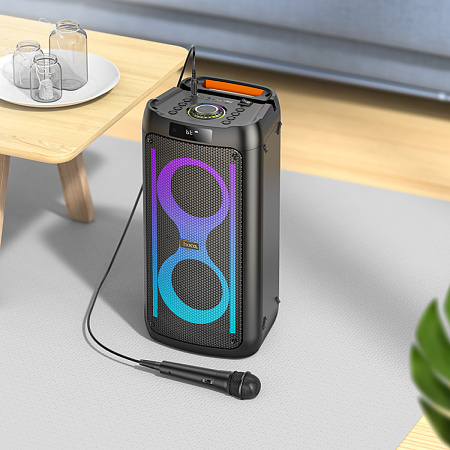 Колонка HA6, +1 проводной микрофон, Danny outdoor BT speaker, HOCO, черная