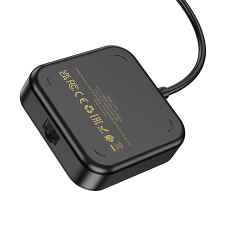 USB Хаб (HB35) с 1 Type-C на 3 USB 3.0+RJ45, HOCO, L=0.2M, черный