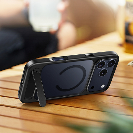 Чехол для iPhone 17 Pro, TPU+PC 1.7 мм, Магнитный (MagSafe), с подставкой, AS12, HOCO, прозрачный