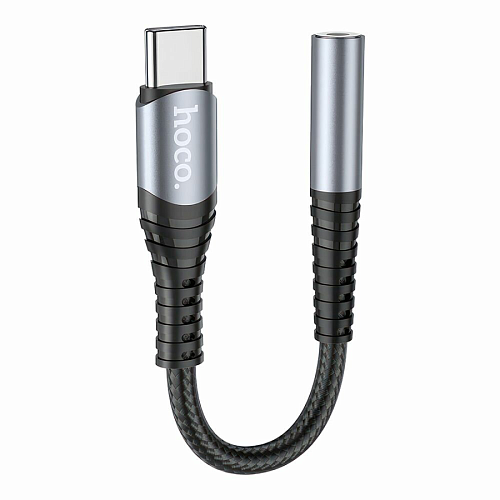 Переходник с Type-C на Jack, LS33, HOCO, металлический черный