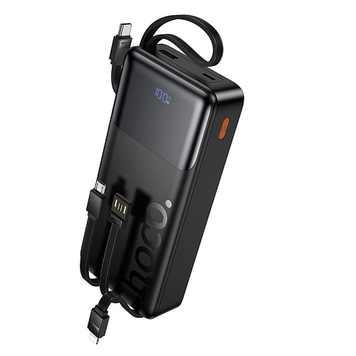 Универсальный Доп. Аккумулятор 20000mAh, J156A, HOCO, выход: 1 USB, 1 PD (20W), кабель: Type-C, Lightning, Micro, черный