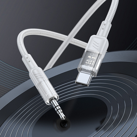 AUX Audio кабель 3,5 мм на Type-C, UPA27, HOCO, серый