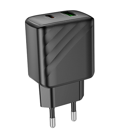 Сетевое зарядное устройство, 1 PD 30W + 1 USB 3.0 QC (CS23A), HOCO, черный