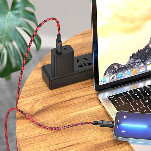 USB дата кабель Lightning, HOCO, X94, 1M, красный