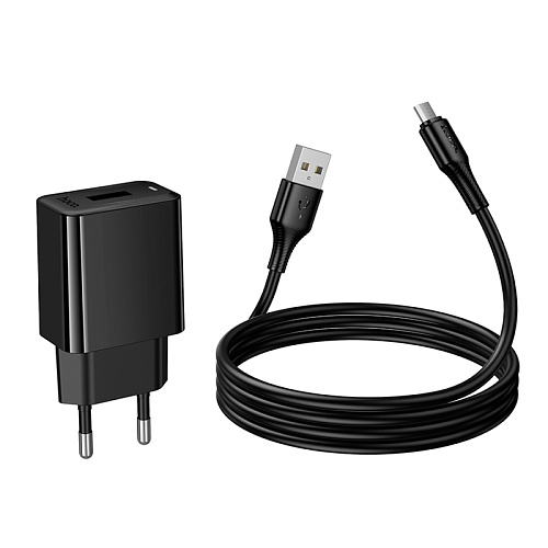Сетевое зарядное устройство, 1 USB 2.1A (CS91A), HOCO, Micro, черный