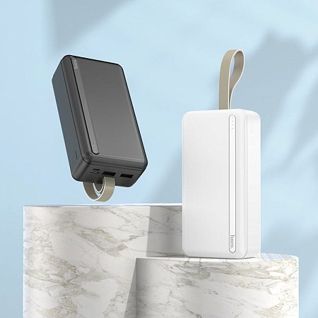 Универсальный Доп. Аккумулятор 30000mAh, J91B, HOCO,  выход 2 USB (2.1A), вход Micro/Type-C, черный