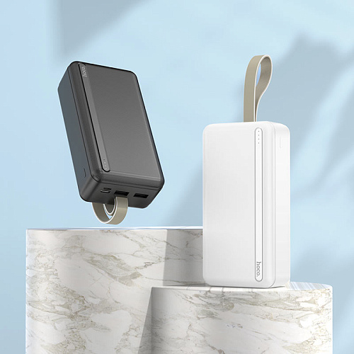 Универсальный Доп. Аккумулятор 30000mAh, J91B, HOCO,  выход 2 USB (2.1A), вход Micro/Type-C, черный