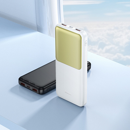 Универсальный Доп. Аккумулятор 10000mAh, J136, HOCO, выход: 2 USB (22.5W)+1 PD (20W) с дисплеем, белый