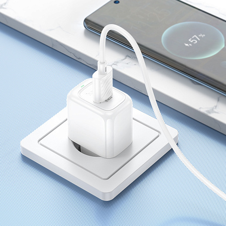 Сетевое зарядное устройство, 1 USB 3.0 QC (CS52A), HOCO, Type-C, белый