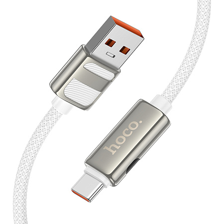 USB Кабель Type-C, 5A, HOCO, U137, 1.2м, с дисплеем, белый