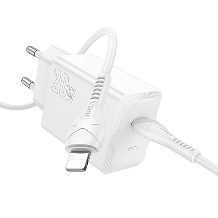 Сетевое зарядное устройство, 1 PD 20W (N68), HOCO, Type-C to Lightning, белый