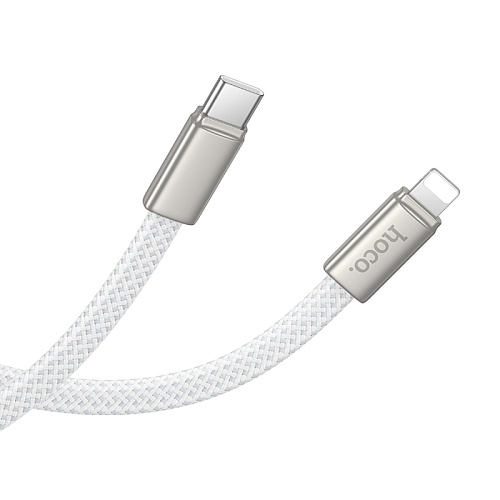 Кабель Lightning to Type-C (PD), HOCO, X125, 1м, плоский, 30W, белый