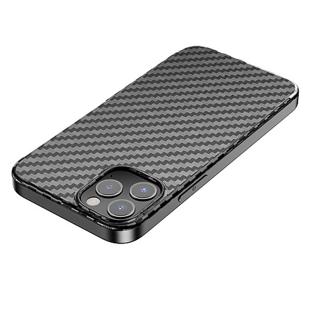 Чехол силиконовый для IPhone 12 Pro Max (6.7), Delicate shadow series, черный, Скидка