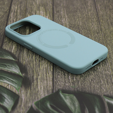 Чехол-накладка для iPhone 15 Pro Max, Silicon Case, магнитный (MagSafe), без лого, X-CASE, бирюзовый