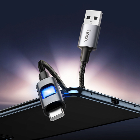 USB Кабель Type-C, HOCO, U144, 1.2 метра, цвет черный, ток до 3А