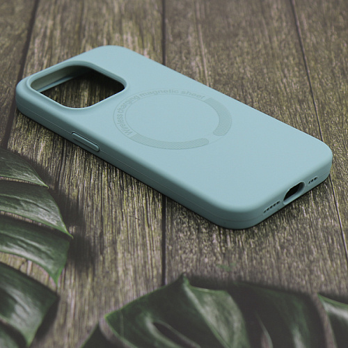Чехол-накладка для iPhone 15 Pro Max, Silicon Case, магнитный (MagSafe), без лого, X-CASE, бирюзовый