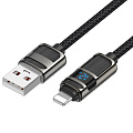 USB дата кабель Lightning, HOCO, U137, 1.2м, с дисплеем, черный