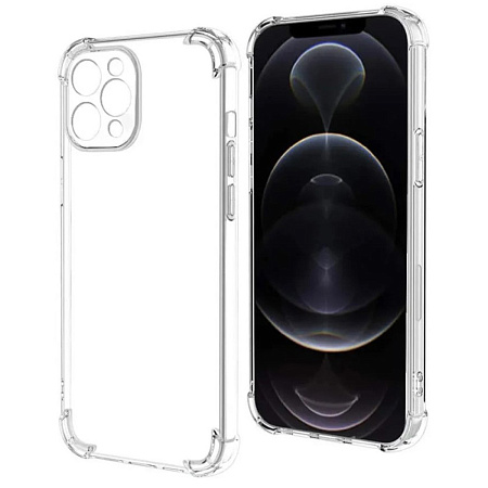 Чехол силиконовый для iPhone 15 Pro (6.1), усиленные края, с защитой камеры, X-CASE, прозрачный