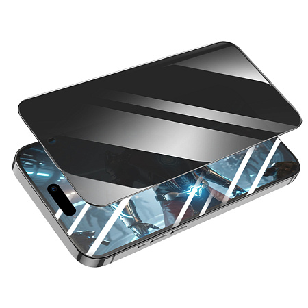 Защитное стекло для iPhone 15 Pro, G777 Plus, HOCO, anti-static, антишпион, черное