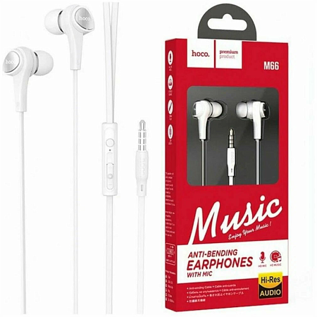 Проводные наушники M66 Passion in-line control eaphones, HOCO, белый