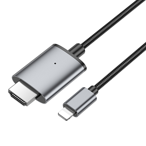 HDMI кабель на Lightning, UA27, HOCO, 2м, металлический серый