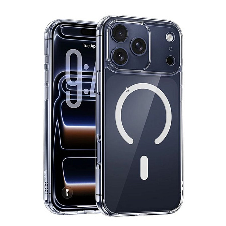 Чехол силиконовый для iPhone 17 Pro, Магнитный (MagSafe), HOCO, прозрачный