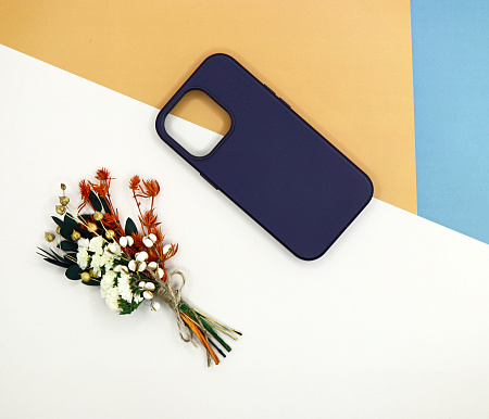 Чехол-накладка для iPhone 14 Pro, экокожа, магнитный (MagSafe), синий