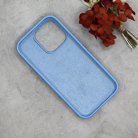 Чехол-накладка для iPhone 14 Pro Max, Silicon Case, без лого, голубой