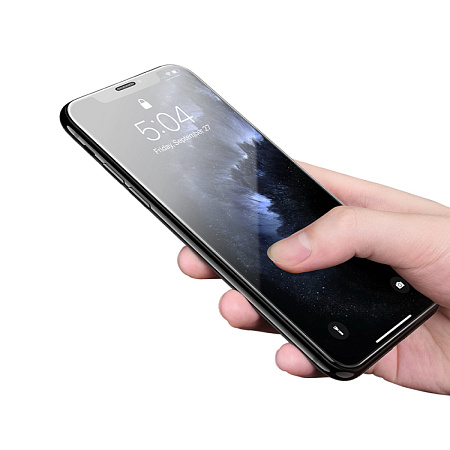 Защитное стекло на iPhone XR/11 (A34), HOCO, 9D large arc dustproof glass, черное