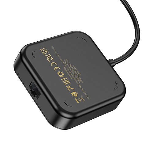 USB Хаб (HB35) с 1 Type-C на 3 USB 3.0+RJ45, HOCO, L=0.2M, черный
